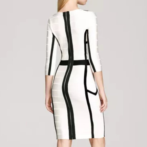 French Connection Bodycon Dress White Black Sz 6 - Picture 2 of 10